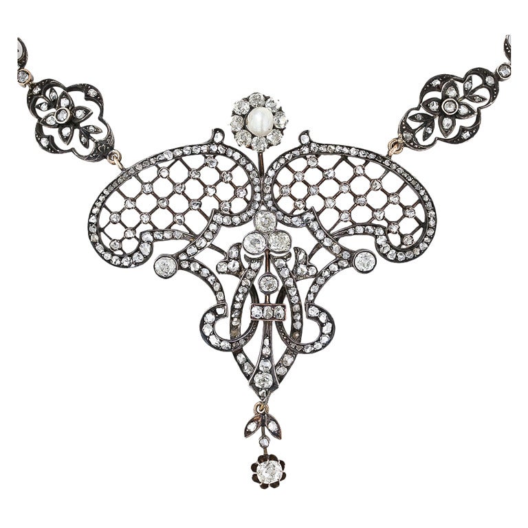 Extravagant Late Victorian Diamond Necklace For Sale