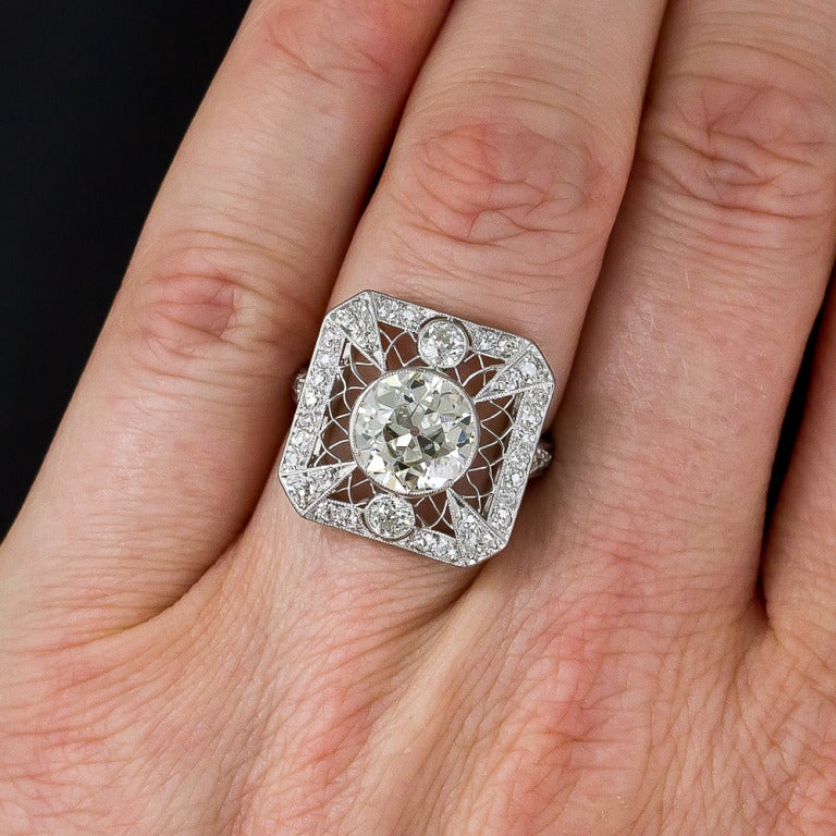 2.20 Carat Edwardian Diamond Ring For Sale 1