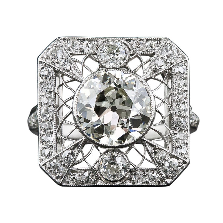 2.20 Carat Edwardian Diamond Ring For Sale