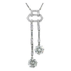  Diamond 3.38 ct. and 3.18 ct. Art Deco Negligee Necklace