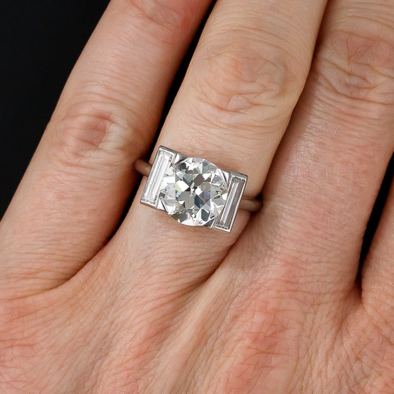 Women's Cartier 3.28 Carat Art Deco Diamond Ring