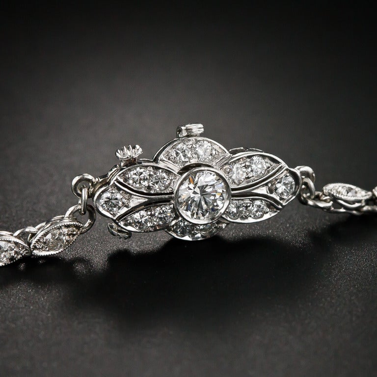 Women's or Men's Original Art Deco 12.75 Carat Diamond Riviere Necklace For Sale