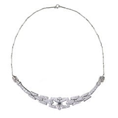 Art Deco Diamond Platinum Convertible Necklace