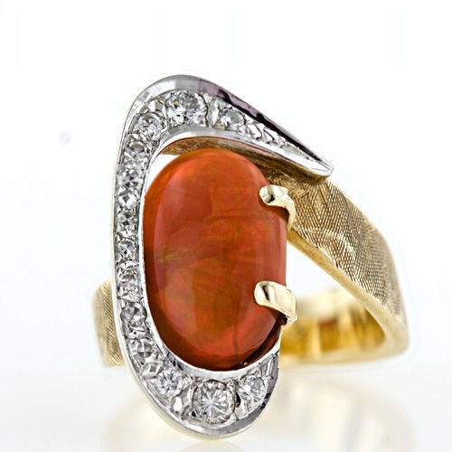Mid-Century Moderne Mexican Opal Ring