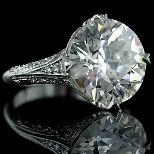 Women's 7.92 Carat European Cut Diamond Engagement Ring