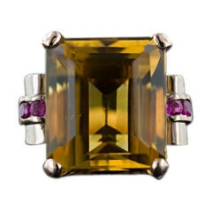 Retro Citrine and Ruby Retro Ring