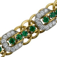Raymond Yard Emerald, Diamond, 18K Yellow Gold Bracelet