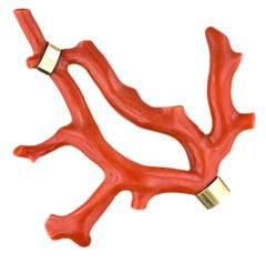 Large Coral Branch Brooch
