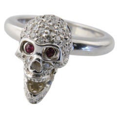 White Gold, Diamond and Ruby Skull Ring, Deakin & Francis 8