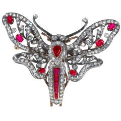 Impressive Antique Diamond And Ruby 'Butterfly' Brooch, 1900ca