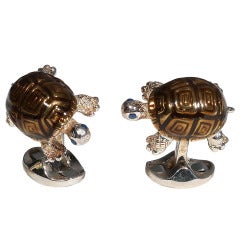 Sterling Silver and Enamel Turtle Cufflinks by DEAKIN & FRANCIS