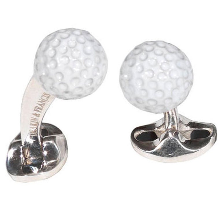 Silver & Enamel Golf Ball Cufflinks by DEAKIN & FRANCIS