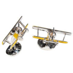 DEAKIN & FRANCIS Biplane with Rotating Propeller Cufflinks