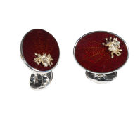 Silver & Enamel Spider cufflinks by DEAKIN & FRANCIS