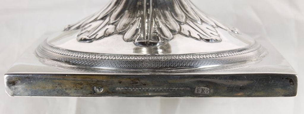 A pair of German Silver Three-light Candelabra Berlin 1810ca