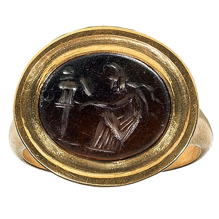 A Roman Gold & Carnelian Intaglio Ring 2ND Century A.D