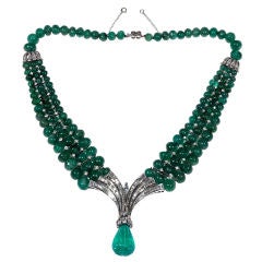 A Platinum, Emerald and Diamond Necklace, 1950 ca