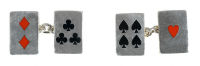 Silver & Enamel Card Cufflinks by Deakin & Francis