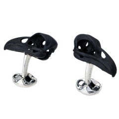 DEAKIN & FRANCIS Black Bird Skull Cufflinks