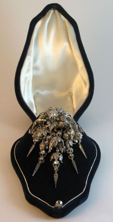 English Floral Diamond Cluster Brooch c1860