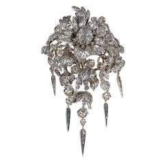 Antique English Floral Diamond Cluster Brooch c1860