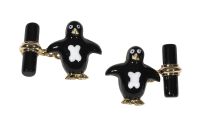 18kt Gold and enamel penguin cufflinks