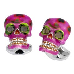 DEAKIN 
FRANCIS Pink 
Green Mexican Skull Cufllinks