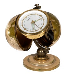 Clock EUROPA Gilt-Brass Globe-Form Desk Timepiece with Alarm