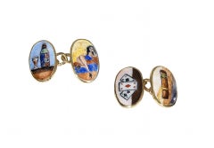 Pair of  Gold and Enamel Vice Cufflinks