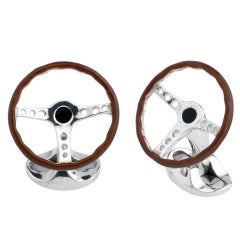 DEAKIN & FRANCIS Silver Vintage Steering Wheel Cufflinks