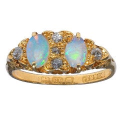 Gold Opal and Diamond Half-hoop Ring