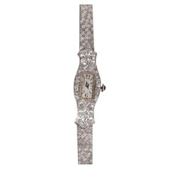 Vintage Lady's Platinum Diamond Mechanical Wristwatch