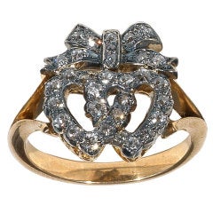 A Twin Diamond Heart Ring, English c.1880