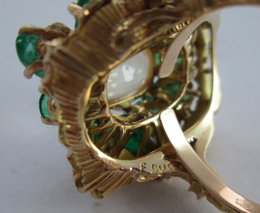 BUCCELLATI Yellow Sapphire and Carved Emerald Ring 2