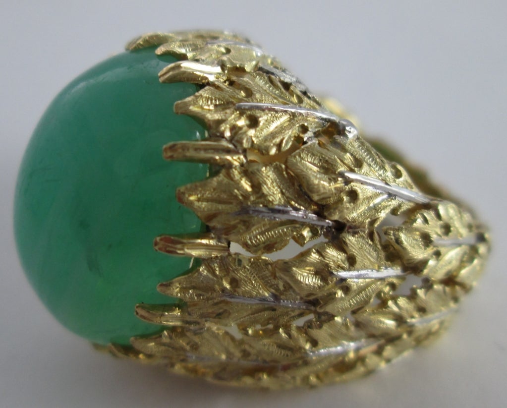 MARIO BUCCELLATI Large Jadeite And Two Color Gold Ring 1