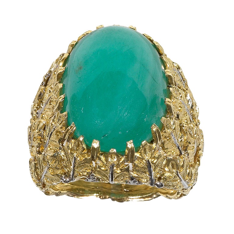 MARIO BUCCELLATI Large Jadeite And Two Color Gold Ring