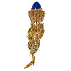 BUCCELLATI Lapis Lazuli and Diamond Gold Brooch