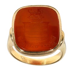Antique A Late 19th Century Gold and Cornelian Intaglio Signet Ring