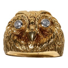 SERAFINI Gold and Diamond Owl Ring