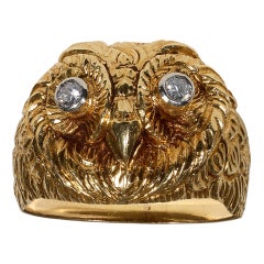 SERAFINI  Gold and Diamond Owl Ring