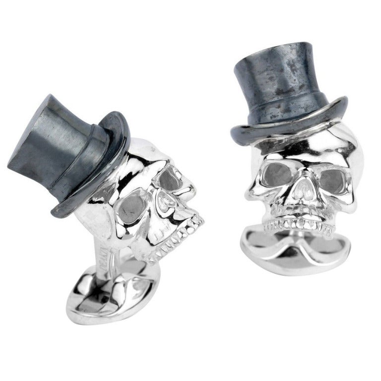 DEAKIN & FRANCIS Silver Skull in Top Hat Cufflinks