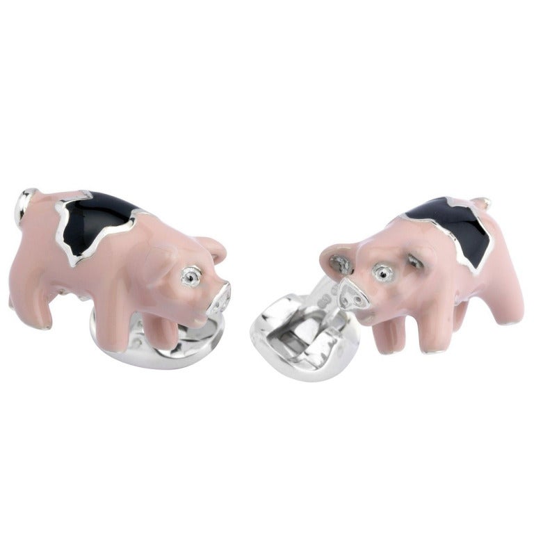 Deakin & Francis Silver Pig Cufflinks For Sale