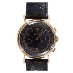Retro Rolex Rose Gold Chronograph Wristwatch with Black Dial Ref 4062 circa 1951