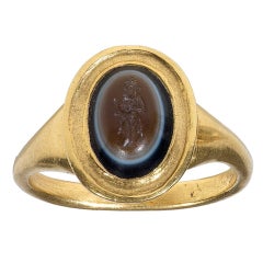 A Roman Gold & Agate Intaglio Ring 2ND Century A.D