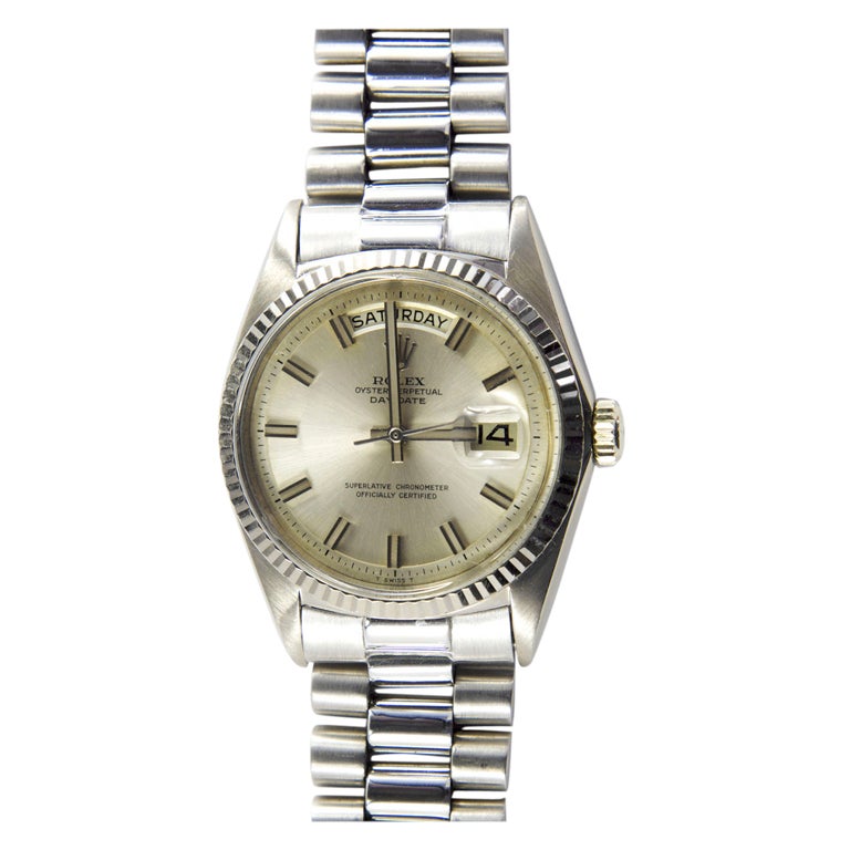 ROLEX White Gold Oyster Perpetual Day-Date Wristwatch Ref 1803