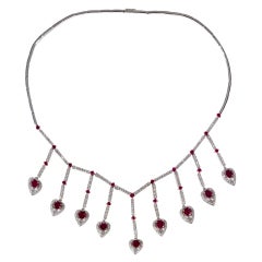 Diamond And Ruby Fringe Necklace