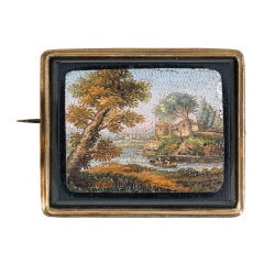 A mid 19th Century Roman micromosaic landscape