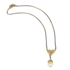 Natural Pearl, Diamond & Gold Pendent Necklace, BY M.BUCCELLATI