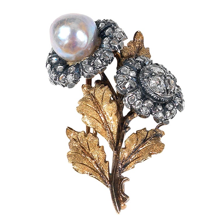 Baroque Pearl, Diamond And Gold Brooch, By M:BUCCELLATI 1960s