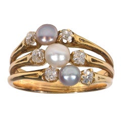 Victorian gold, pearl and diamond ring